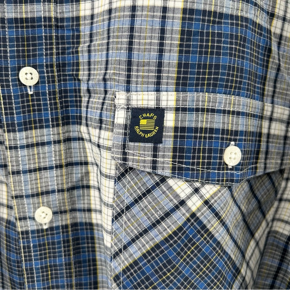Chaps Ralph Lauren Shirt Mens 2XL Blue Plaid Button Up‎ Workwear Heritage - Picture 3 of 8